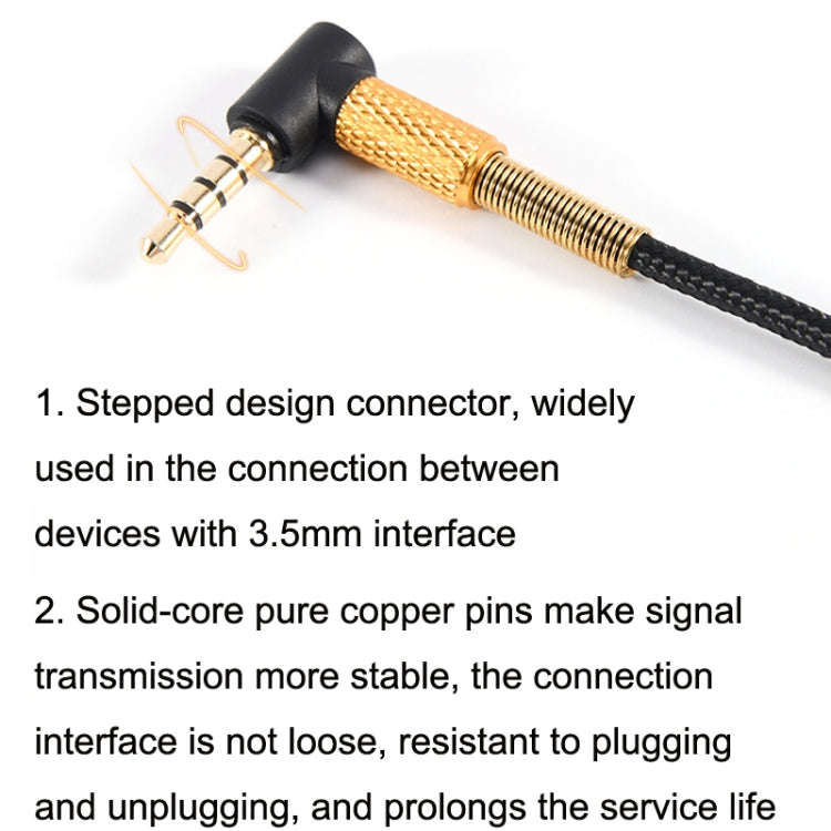 2m For Boom Microphone V-MODA Computer Gaming Headphone Cable(Gold Plug)