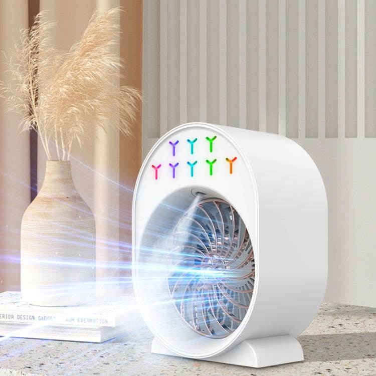 USB Spray Humidification Air Conditioning Fan Small Portable Desktop Air Cooler, Style: Plug-in (...