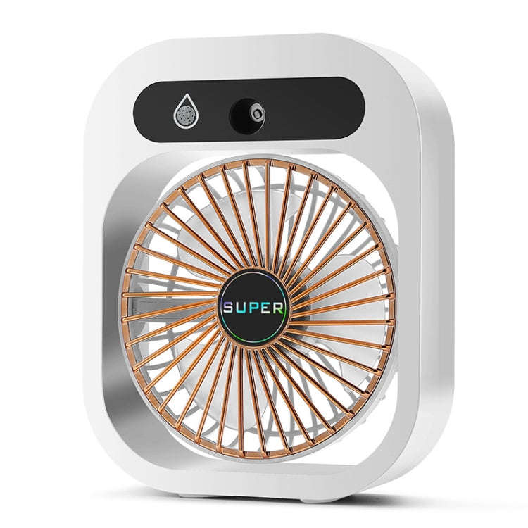 USB Charging Humidification Air Conditioner Fan Nano Spray Desktop Portable Cooling Fan(White)