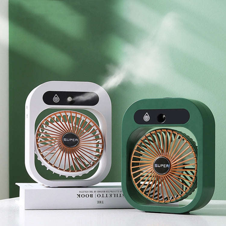 USB Charging Humidification Air Conditioner Fan Nano Spray Desktop Portable Cooling Fan(White)