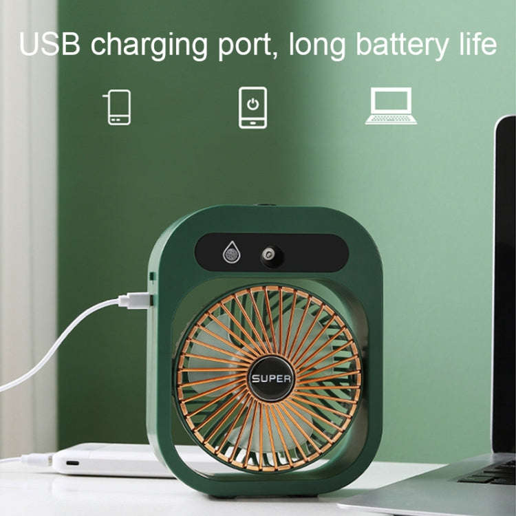 USB Charging Humidification Air Conditioner Fan Nano Spray Desktop Portable Cooling Fan(Green)