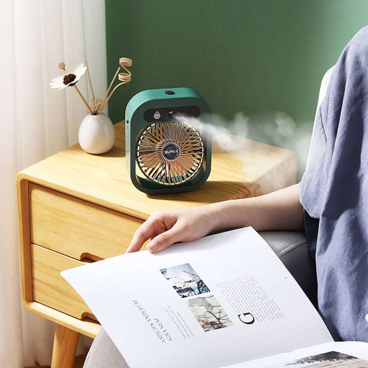 USB Charging Humidification Air Conditioner Fan Nano Spray Desktop Portable Cooling Fan(Green)
