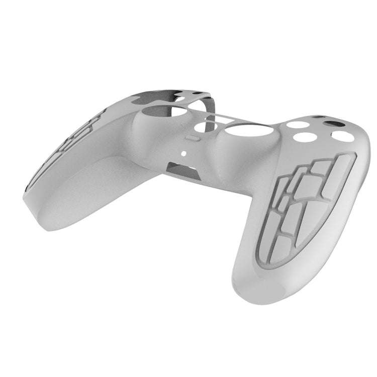 For PS5 Gamepad Silicone Case Non-slip Texture Thickened Protective Cover(White)