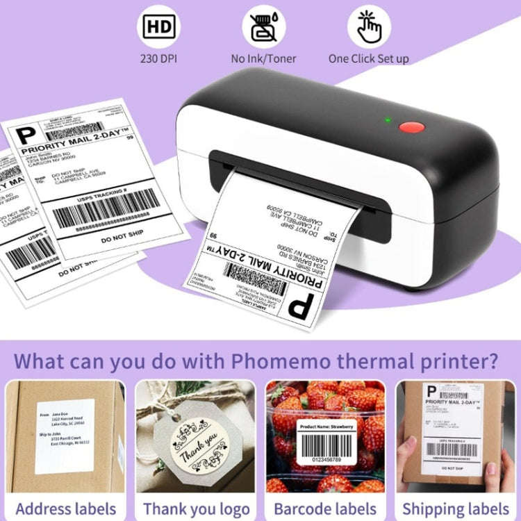 Phomemo PM246S Address Label Printer Thermal Paper Express E-Manifest Printer, Size: US(Green)