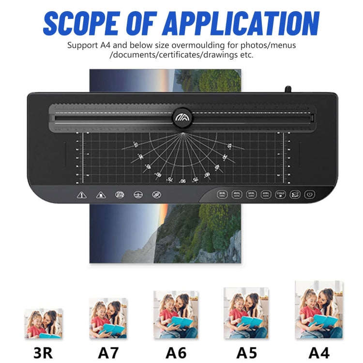 FN338 A4/A5/A6 Photo Laminator With 4 Levels Of Thickness Optional Preheating Alarm(EU Plug)
