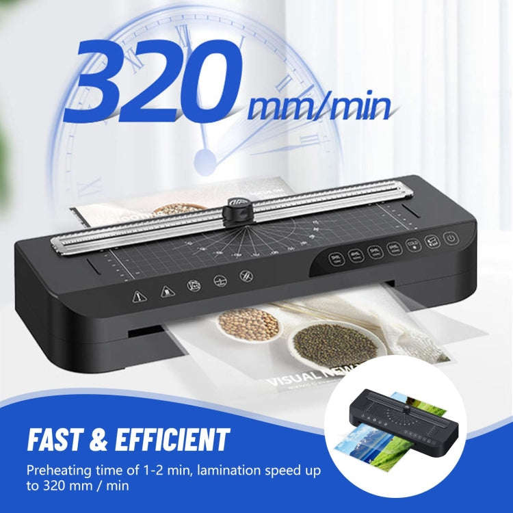 FN338 A4/A5/A6 Photo Laminator With 4 Levels Of Thickness Optional Preheating Alarm(EU Plug)