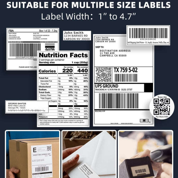 Phomemo PM241-BT Bluetooth Address Label Printer Thermal Shipping Package Label Maker, Size: US(S...