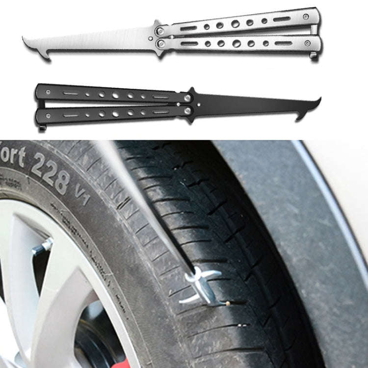 Folding Stone Clearing Hook Safety Hammer Portable Car Tire Cleaning Tool Set(Silver)