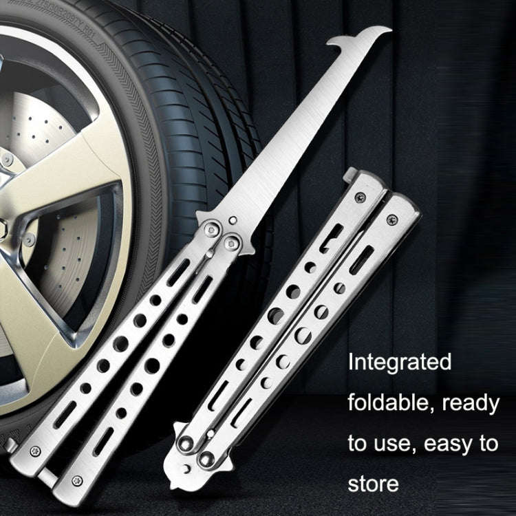 Folding Stone Clearing Hook Safety Hammer Portable Car Tire Cleaning Tool Set(Silver)