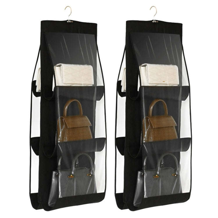 2pcs Double Sided Transparent Storage Bag Bedroom Wardrobe Storage Dustproof Hanging Bag Black 6 ...