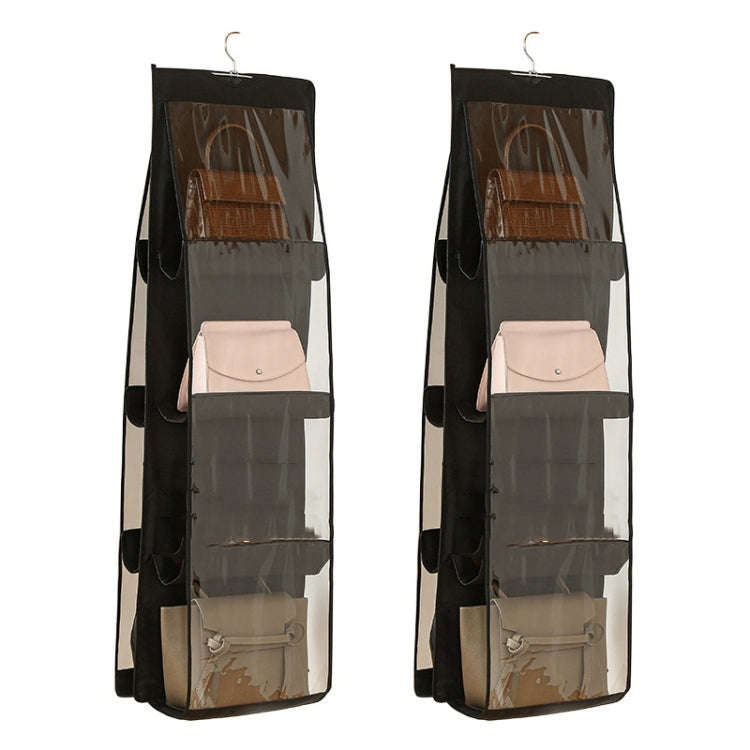 2pcs Double Sided Transparent Storage Bag Bedroom Wardrobe Storage Dustproof Hanging Bag Black 8 ...