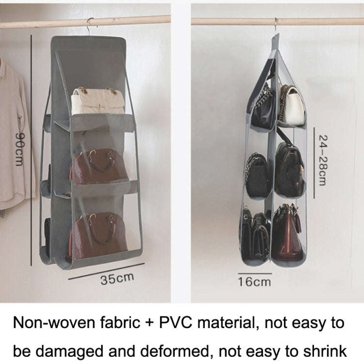 2pcs Double Sided Transparent Storage Bag Bedroom Wardrobe Storage Dustproof Hanging Bag Gray 8 Grid