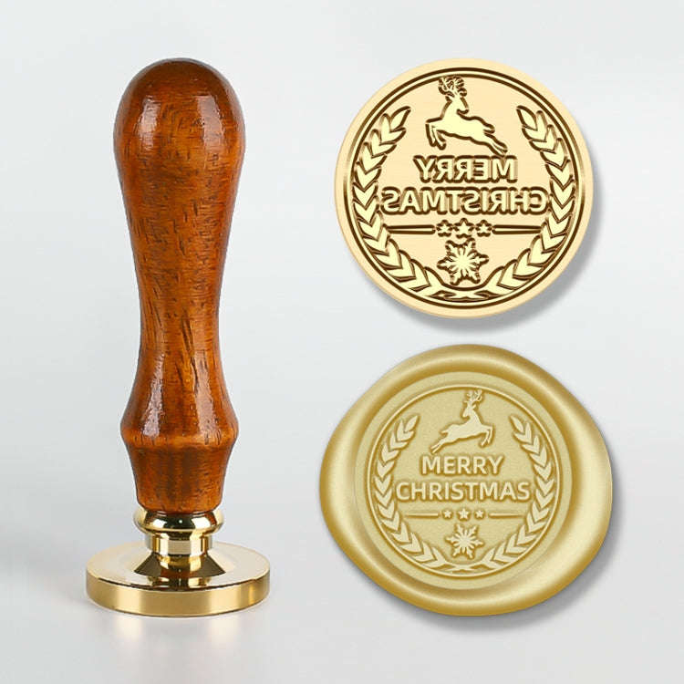 Christmas Series Fire Lacquer Seal Wood Grain Handle+Brass Seal Head(SD-66)