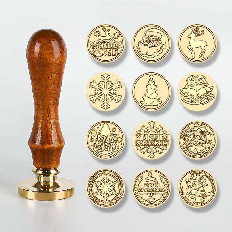 Christmas Series Fire Lacquer Seal Wood Grain Handle+Brass Seal Head(SD-17)