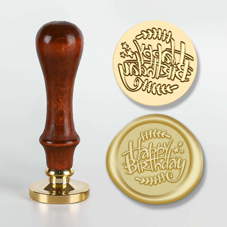 English Letters Series Fire Lacquer Seal Toxca Handle+Brass Seal Head(YW-15 Happy Birthday)