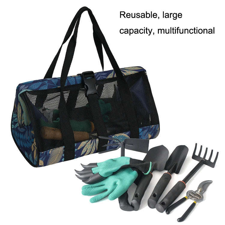 Multifunctional Breathable Portable Garden Tool Bag Fishing Gear Storage Bag(Blue Flower)