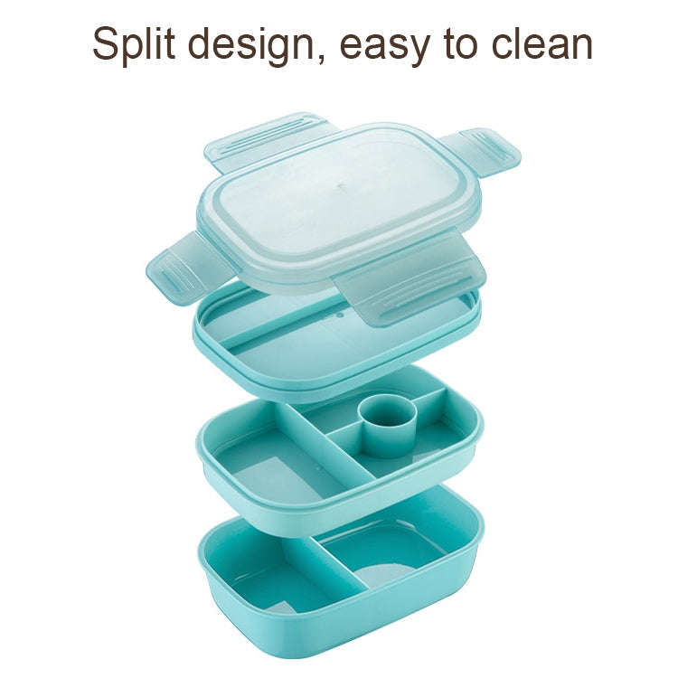 1900ML Large Capacity Microwave Children Sealed Compartment Lunch Box(Blue)