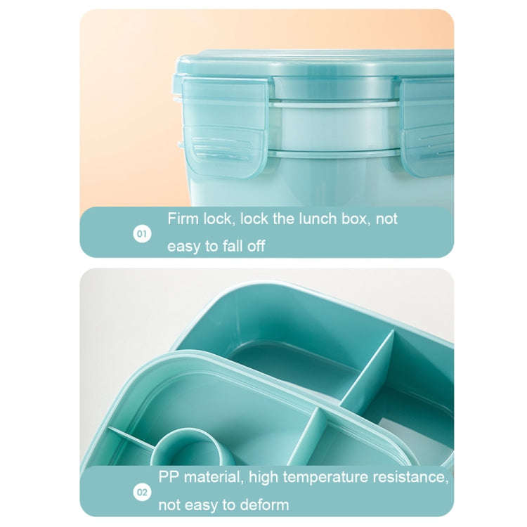 1900ML Large Capacity Microwave Children Sealed Compartment Lunch Box(Blue)