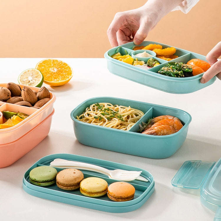 1900ML Large Capacity Microwave Children Sealed Compartment Lunch Box(Blue)