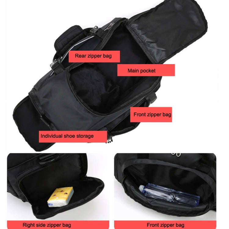 Wet and Dry Separation Fitness Backpack Swimming Taekwondo Waterproof Travel Bag(Simple Black Bot...