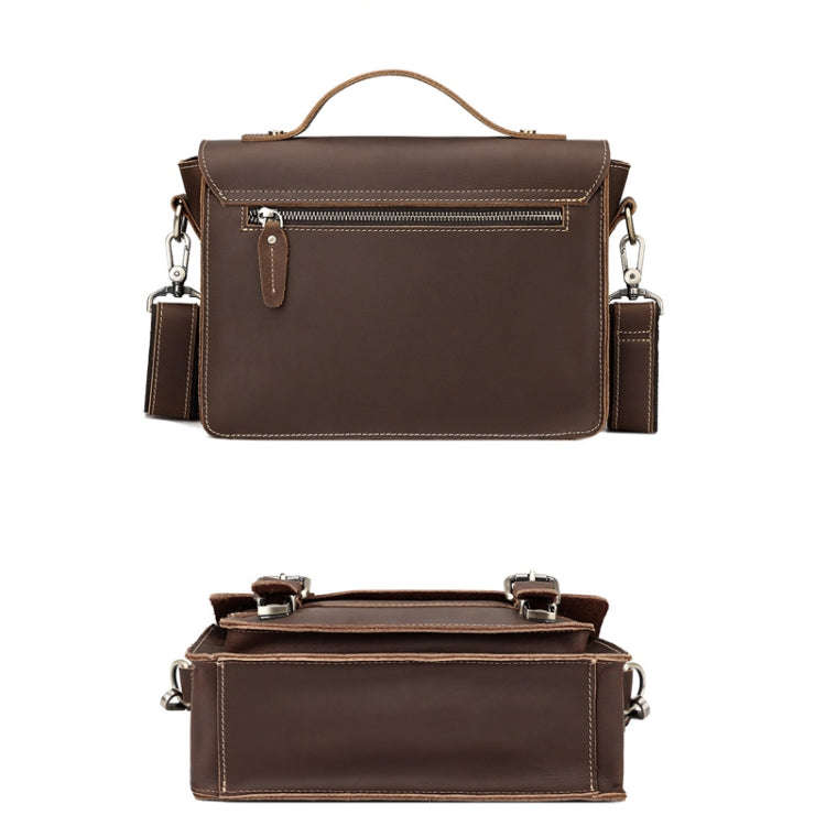 HUMERPAUL Leather Crossbody Bag Men Retro Shoulder Bag Commuter Men Small Square Bag(Brown)