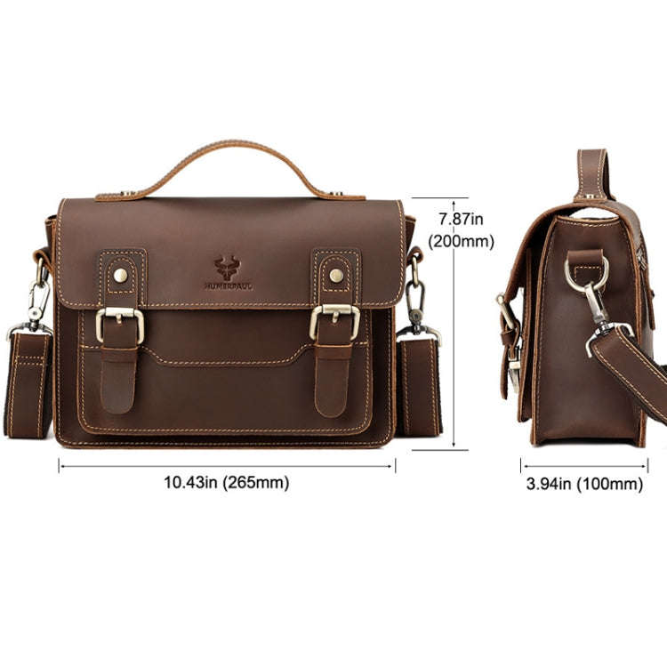HUMERPAUL Leather Crossbody Bag Men Retro Shoulder Bag Commuter Men Small Square Bag(Brown)