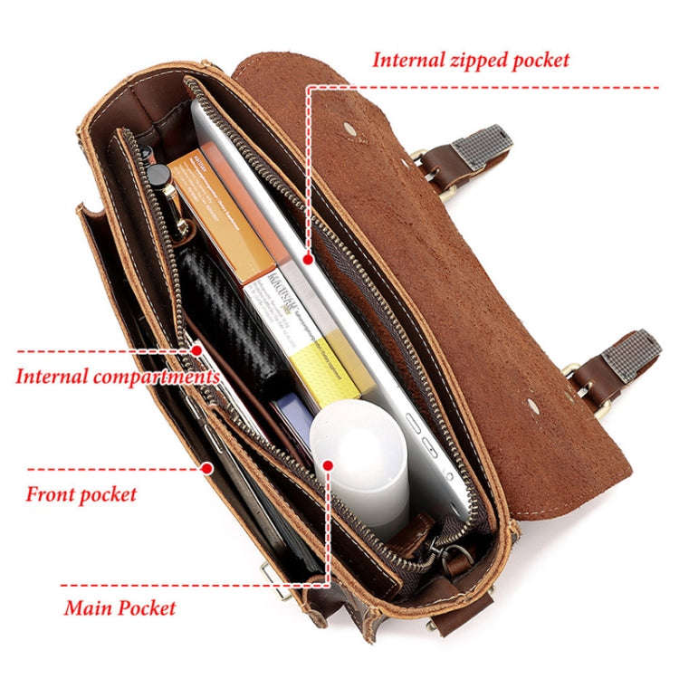 HUMERPAUL Leather Crossbody Bag Men Retro Shoulder Bag Commuter Men Small Square Bag(Coffee)