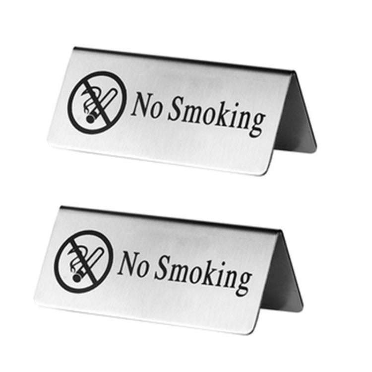 Stainless Steel Hotel Table Countertop Card No Smoking Card (Silver)