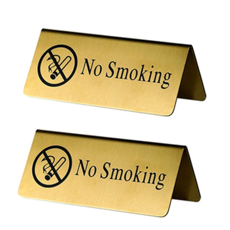 Stainless Steel Hotel Table Countertop Card No Smoking Card (Gold)