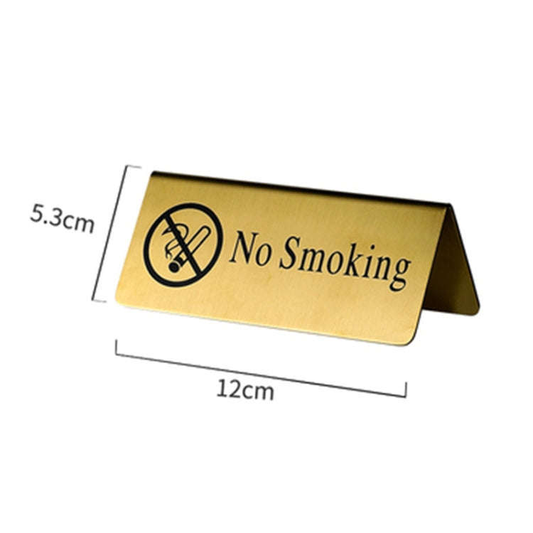 Stainless Steel Hotel Table Countertop Card No Smoking Card (Gold)