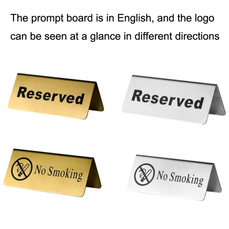 Stainless Steel Hotel Table Countertop Card No Smoking Card (Silver)
