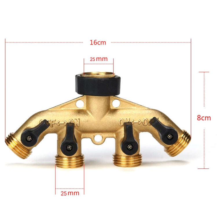 Garden Watering Agricultural Irrigation Family Car Wash Faucet Copper 4-way Ball Valve Water Divi...