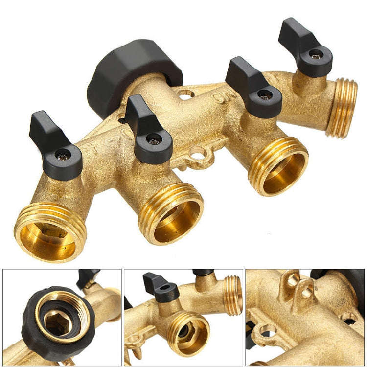 Garden Watering Agricultural Irrigation Family Car Wash Faucet Copper 4-way Ball Valve Water Divi...