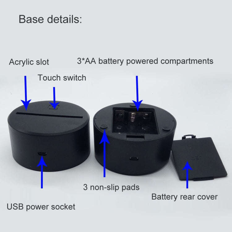 3D Game Handle Three-dimensional Colorful LED Lights, Style: Touch Black Base+Remote Control
