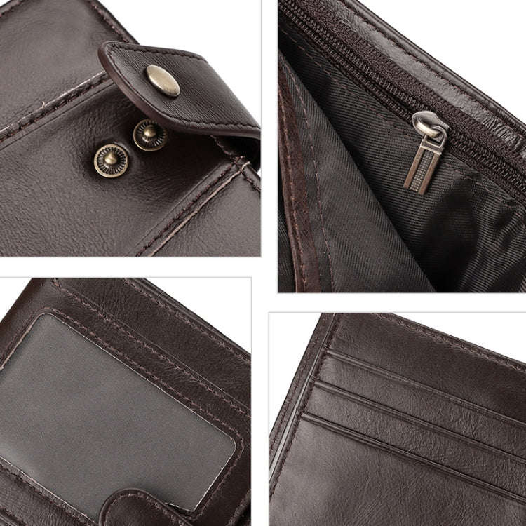 HUMERPAUL RFID Anti-magnetic Cox Purse Multi-card Card Bag Short Men Wallet(Brown)