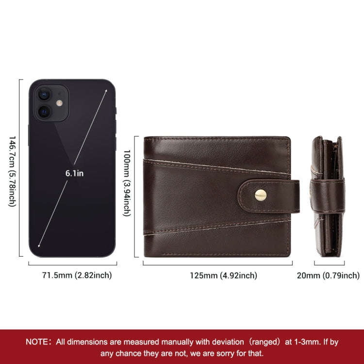 HUMERPAUL RFID Anti-magnetic Cox Purse Multi-card Card Bag Short Men Wallet(Brown)