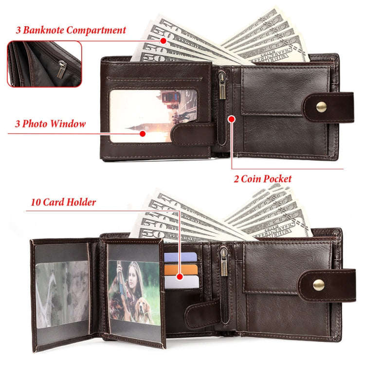 HUMERPAUL RFID Anti-magnetic Cox Purse Multi-card Card Bag Short Men Wallet(Brown)