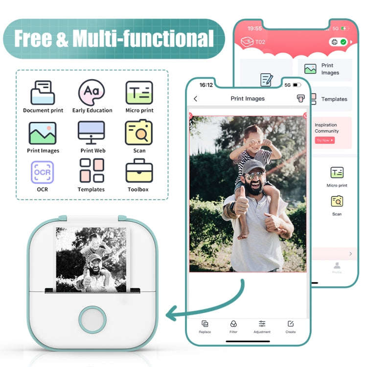 Phomemo T02 Gift Box Phone Bluetooth Mini Printer Photo Thermal Printer Family Student Wrong Ques...