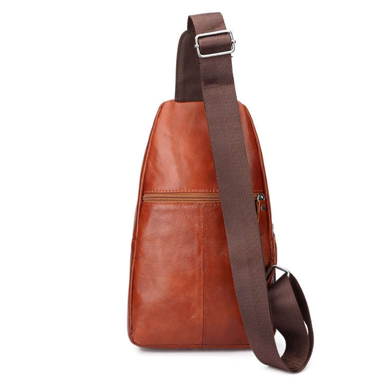 HUMERPAUL Men Shoulder Bag Leather Messengers Diligent Chest Bag(Red Brown)