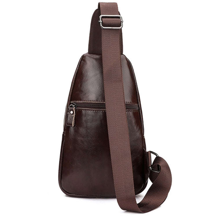 HUMERPAUL Men Shoulder Bag Leather Messengers Diligent Chest Bag(Dark Brown)
