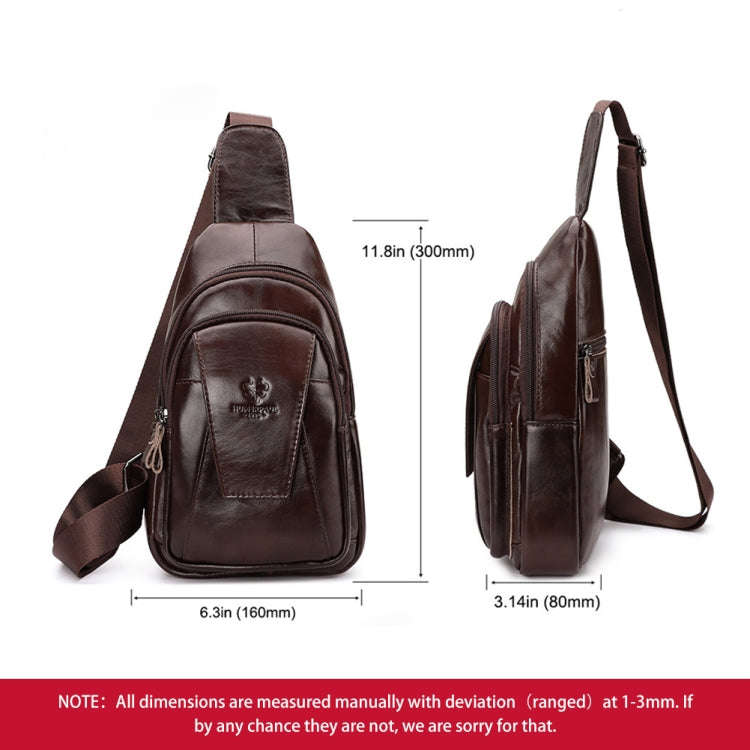 HUMERPAUL Men Shoulder Bag Leather Messengers Diligent Chest Bag(Red Brown)