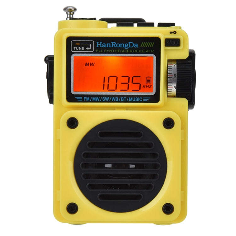 HanRongda HRD-701 Portable Full Band Radio Subwoofer Bluetooth TF Card Digital Display Radio(Yellow)