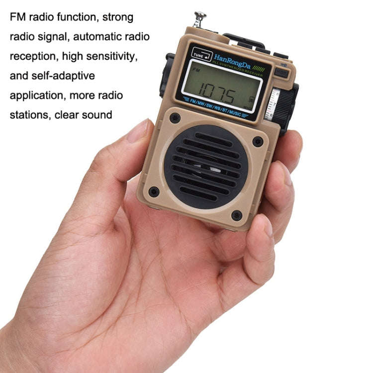 HanRongda HRD-701 Portable Full Band Radio Subwoofer Bluetooth TF Card Digital Display Radio(Khaki)