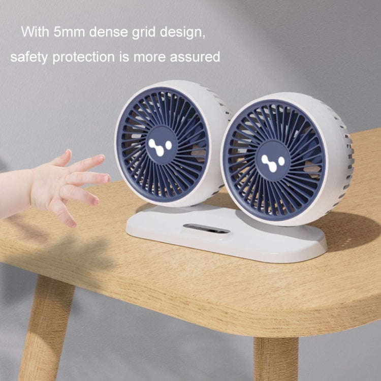 12v/24v Car Fan USB Interface Powerful Double Head Electric Fan(Pearl White)