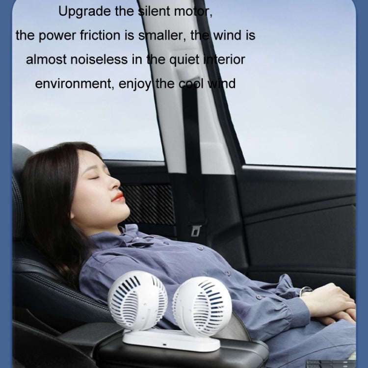 12v/24v Car Fan USB Interface Powerful Double Head Electric Fan(Olive Black)