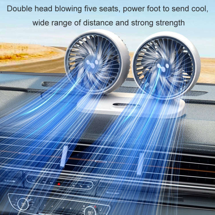 12v/24v Car Fan USB Interface Powerful Double Head Electric Fan(Pearl White)