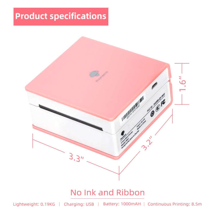 Phomemo M02-BK Pocket Small Bluetooth Portable Photo Thermal Label Wrong Question Printer
