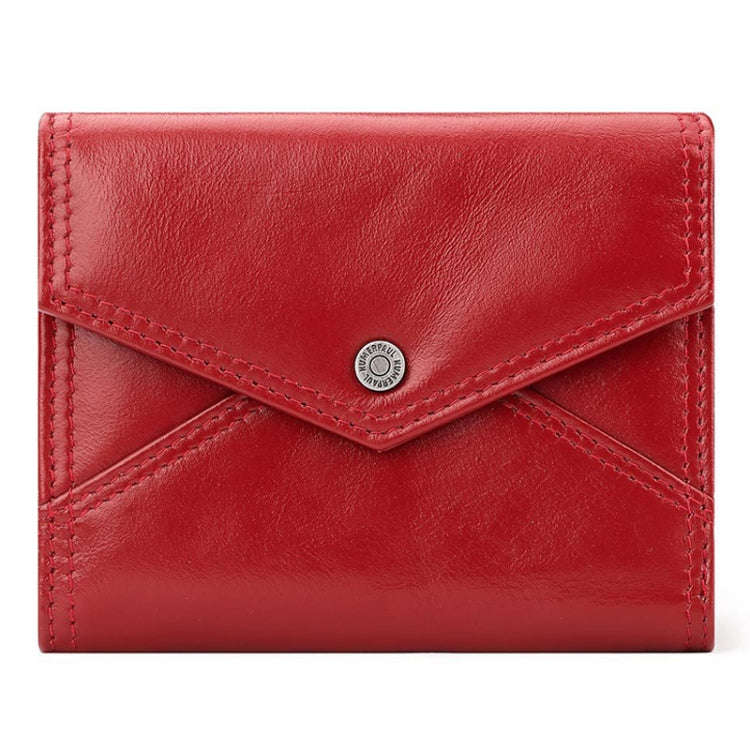 HUMERPAUL RFID Anti-Magnetic Lady Leather Wallet Buckle Card Coin Purse(Red)