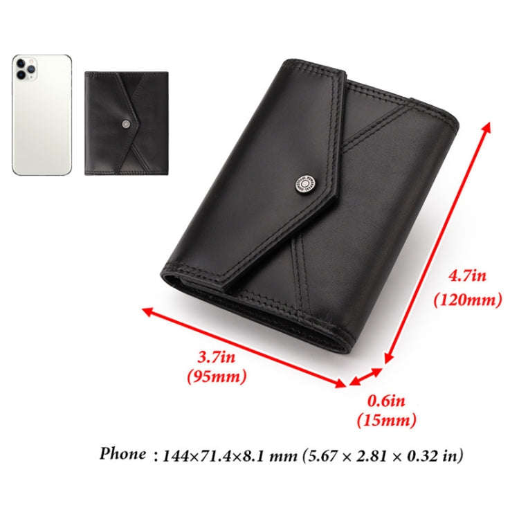 HUMERPAUL RFID Anti-Magnetic Lady Leather Wallet Buckle Card Coin Purse(Red)