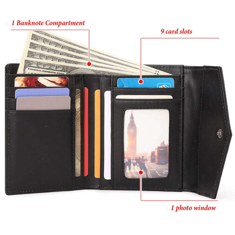 HUMERPAUL RFID Anti-Magnetic Lady Leather Wallet Buckle Card Coin Purse(Red)